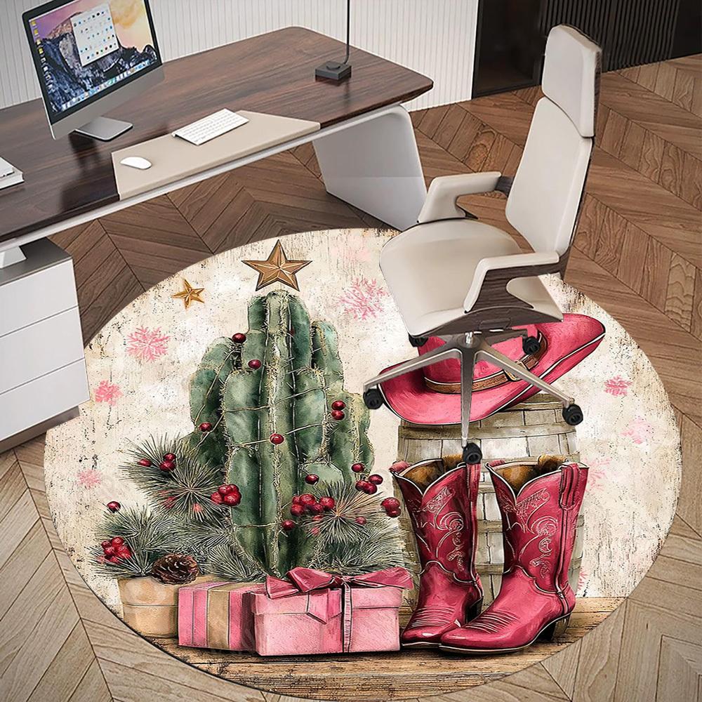1PC cowgirl western Office Round Area Rug, Under Office Chairs Bedroom Living Room Home Decor,Carpet for Office, -1110213