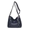 Solid Color Multi Zipper Bag Vintage Soft Leather Shoulder Bag  Casual Crossbody Purse For Work