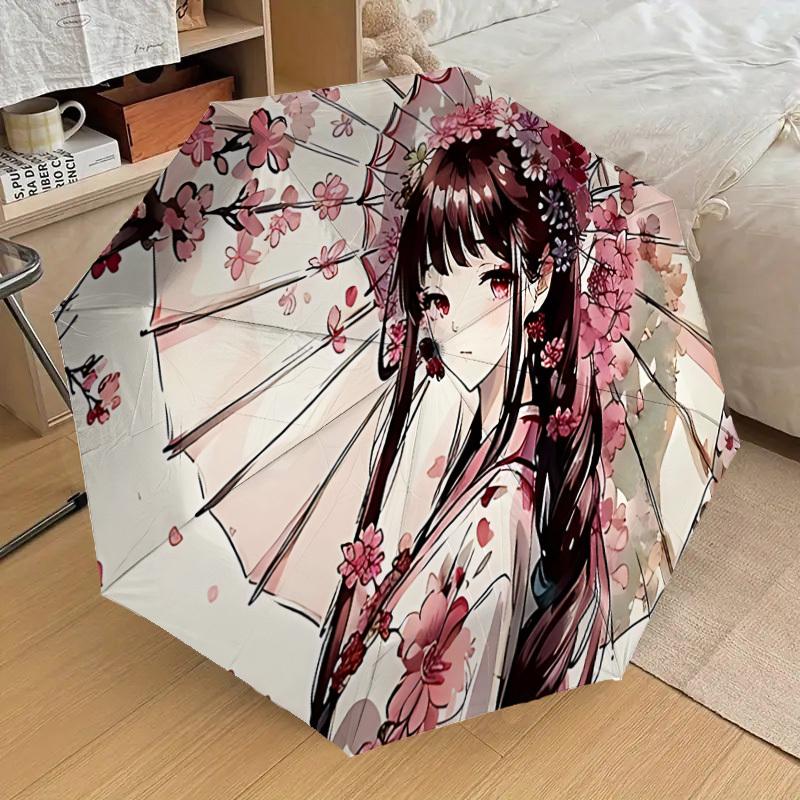1PC cherry blossoms umbrella Umbrella-8-Rib Reinforced, Automatic Open, Lightweight & Durable, Cute Fashion Accessory for Outdoor, Beach, or Casual Us