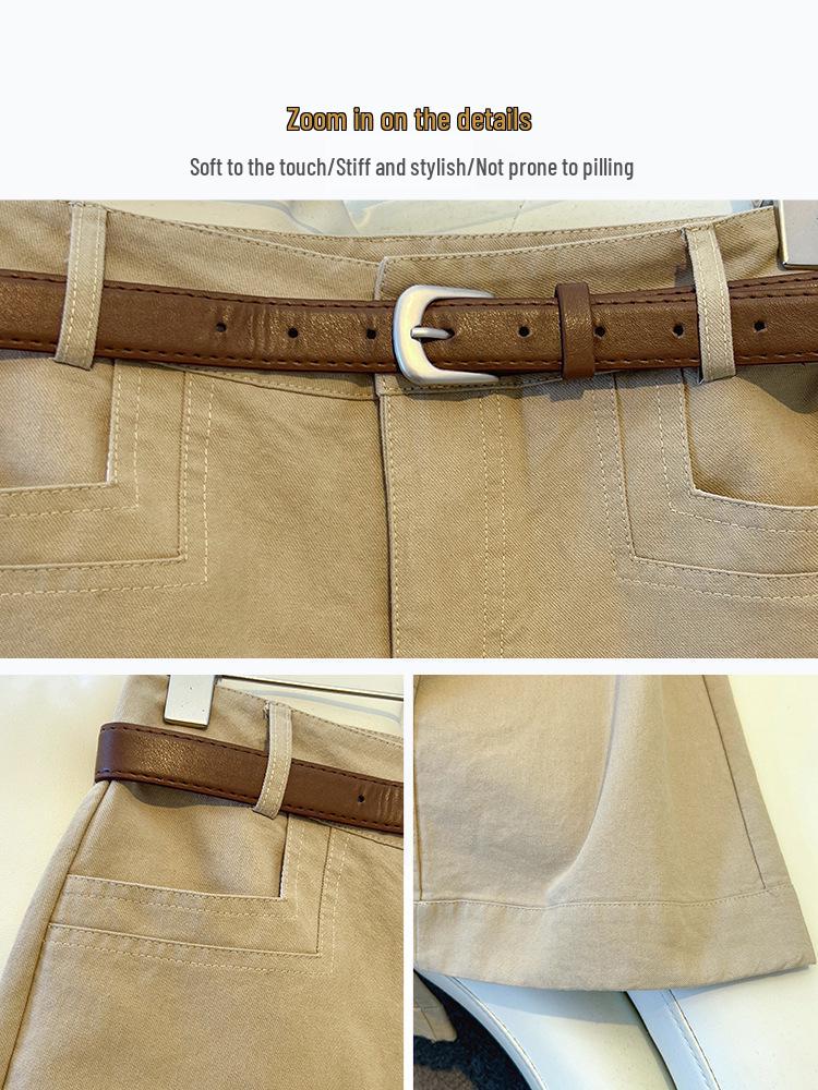 Women's Khaki High-Waisted Wide-Leg Pants - 2025 Autumn/Winter Slimming Versatile Casual Suit