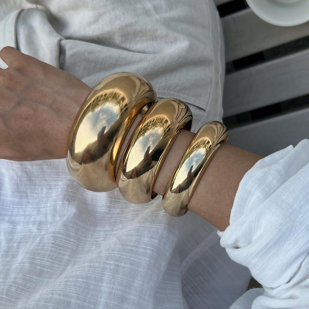 Exaggerated Metal Large Glossy Bracelet Bracelet Design Sense Geometric Round Wide Bracelet