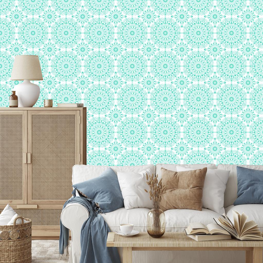 Beautiful turquoise wallpaper for living room and bedroom 50x1000