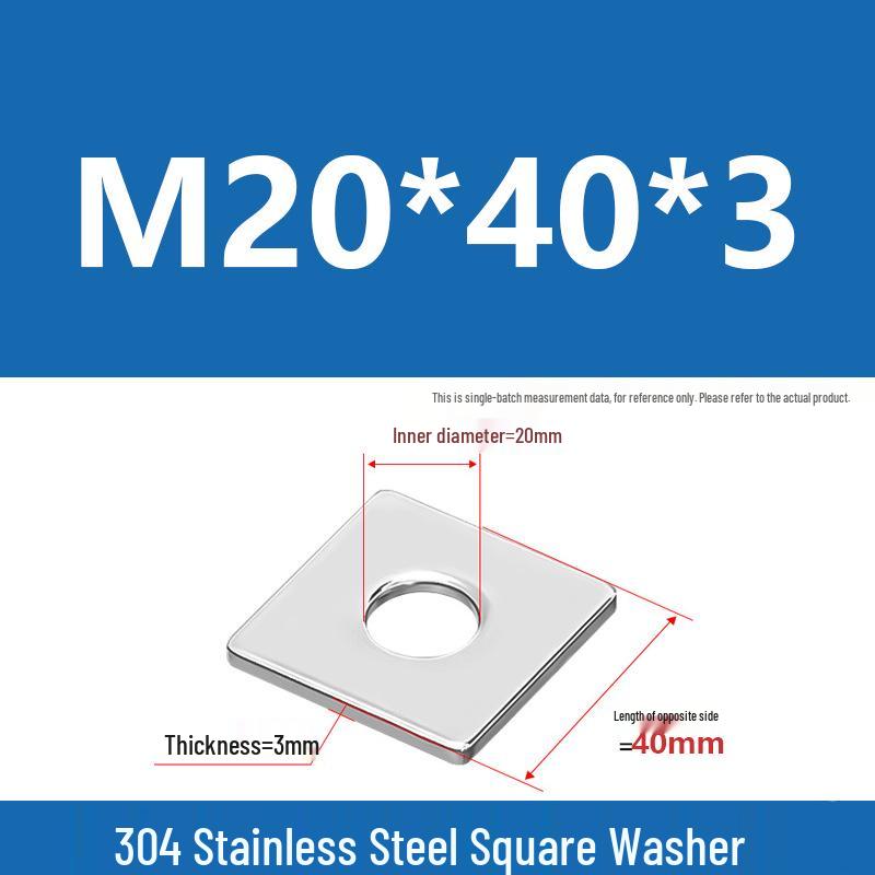304 Stainless Steel Thickened Square Washer for Curtain Wall (M4-M16)