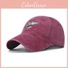 Cotton Wash Neutral Vintage Shark Embroidered Baseball Cap With Adjustable Strap