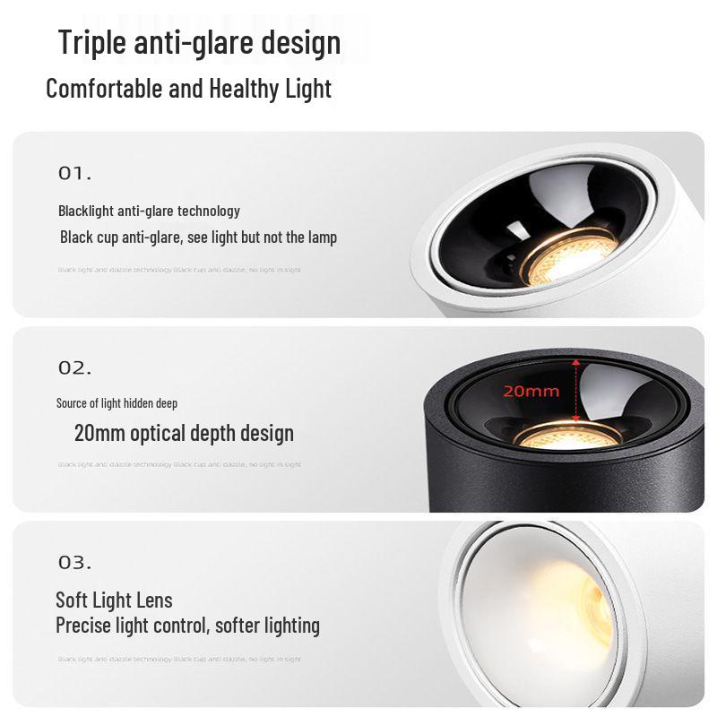 Ultra-Thin Adjustable Anti-Glare Ceiling Spotlight - No Punching Needed