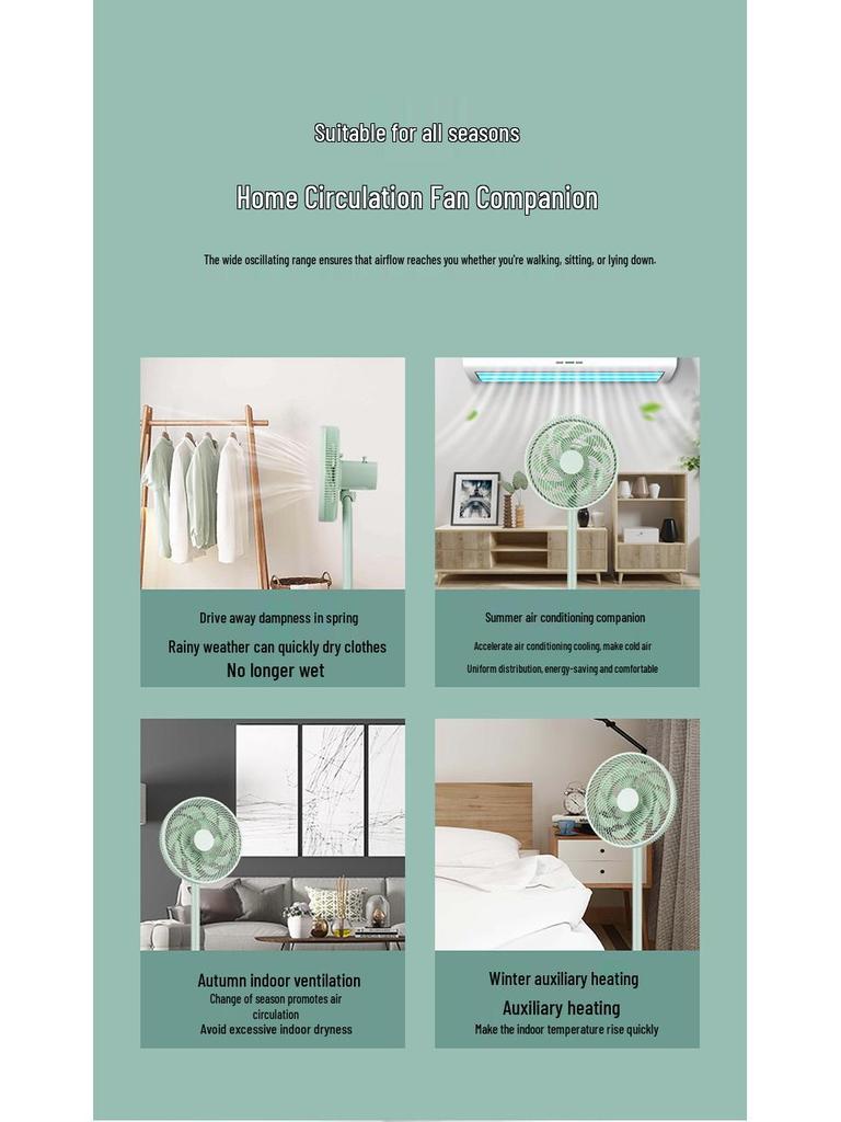 Velbloudí tichý 15lopatkový oscilační podlahový ventilátor s dálkovým ovládáním pro domácí a kolejní použití