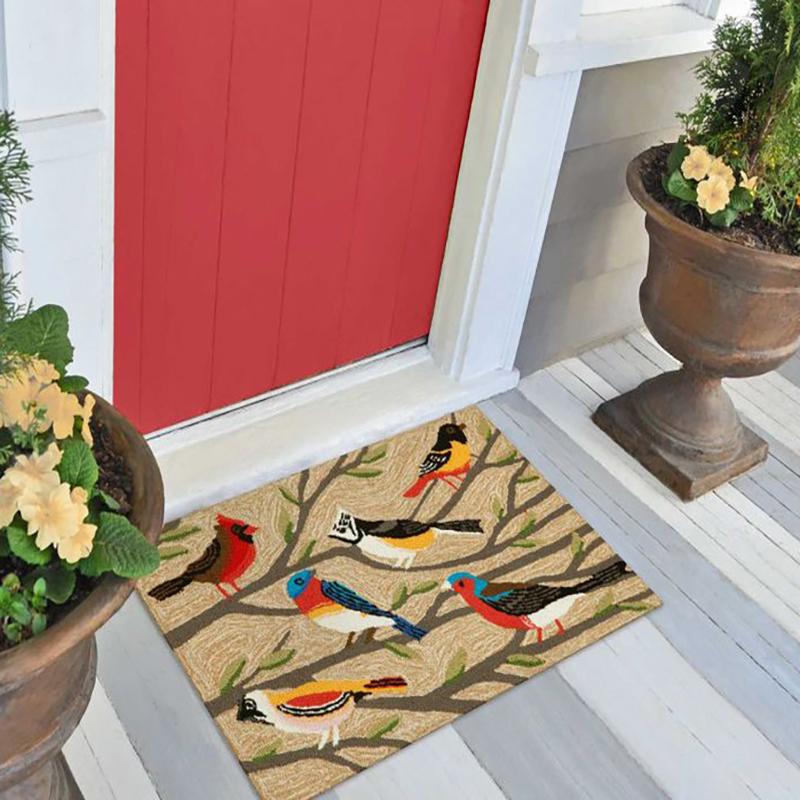 Vintage Vogel Floral Willkommen Muster Fußmatte Rutschfester Teppich für Eingangstür Eingangsbereich Heimdeko Naturliebhaber Verwendung