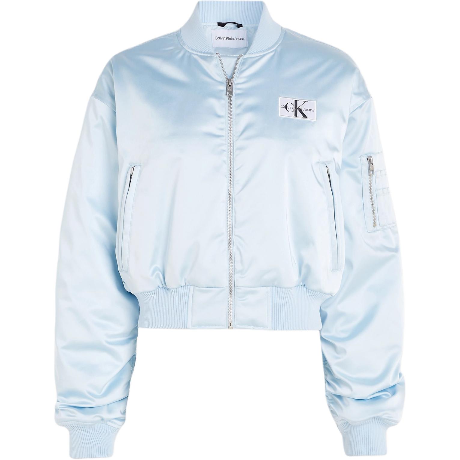 

Calvin Klein Jeans Short Satin Letter Casual Long Sleeve Jacket Women jackets Blue J20J222591-CYR XL