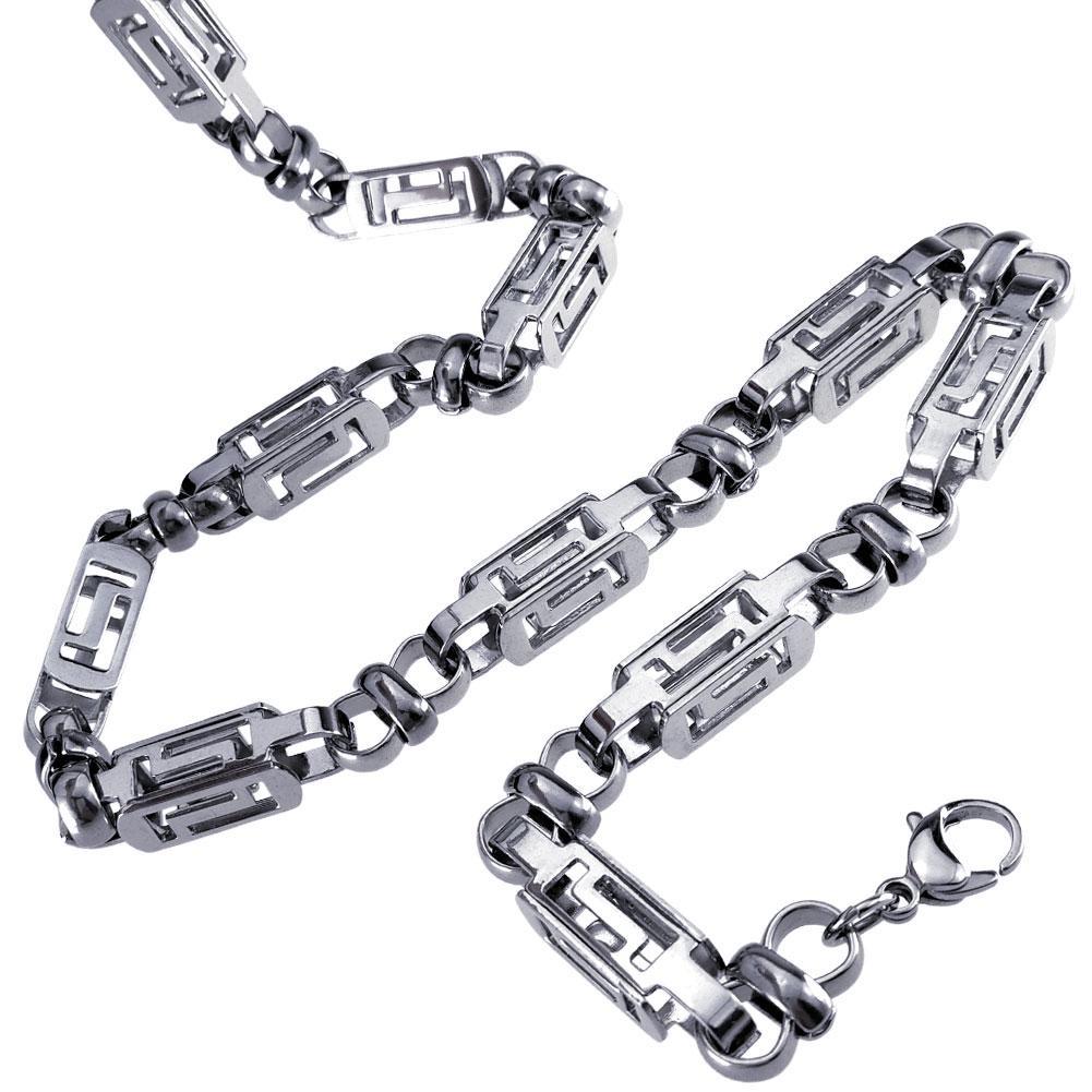 Halsband för män i rostfritt stål, 8,8 mm bredd, helt polerad ton, har spänne