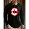 Hockey Print Men's Polyester Long Sleeve Tee Loose