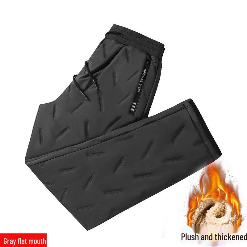 

Мужские зимние ветрозащитные хлопковые спортивные штаны с бархатной подкладкой: Плотный, теплый, прямой, с манжетами, в наличии большие размеры M