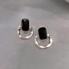 Elegant Gold-Plated Black Zircon Stud Earrings - Niche Design for a Luxurious Fashion Statement