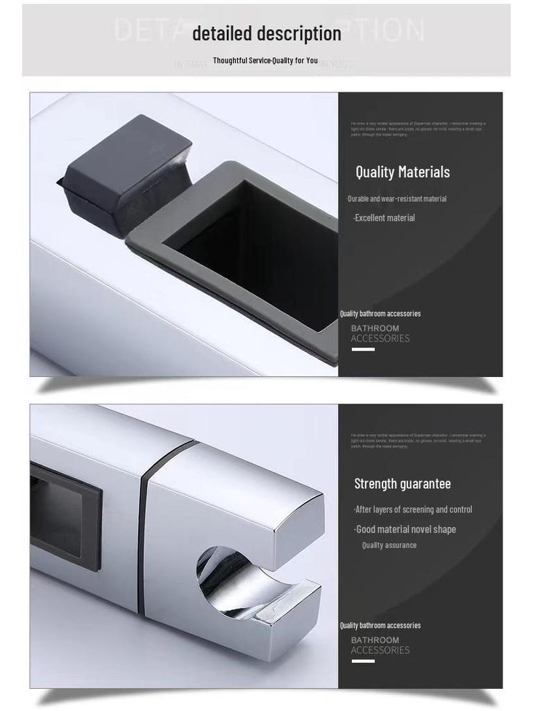 Adjustable Square Shower Head Holder Bracket - Fixed Base, Nozzle Holder, Shower Rod Accessory