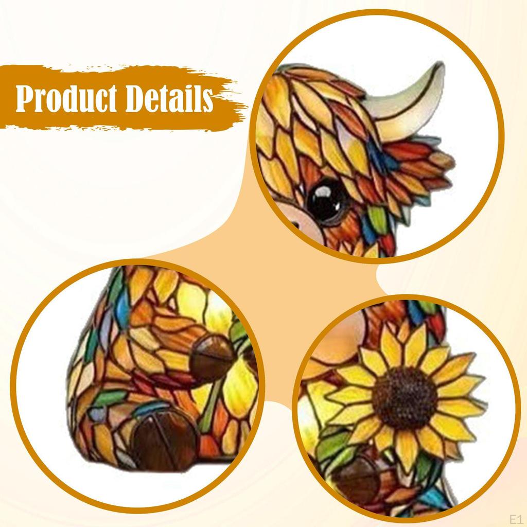 Colorful Cow Nightlight Lighting Ornament Animal Table Lamp LED Desk Light for Office Bedroom Dining