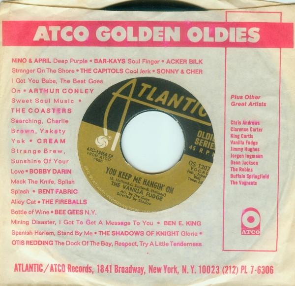 

7inch Record VANILLA FUDGE - You Keep Me Hangin On / Take Me Fo OS13075 Atlantic US Rock Used