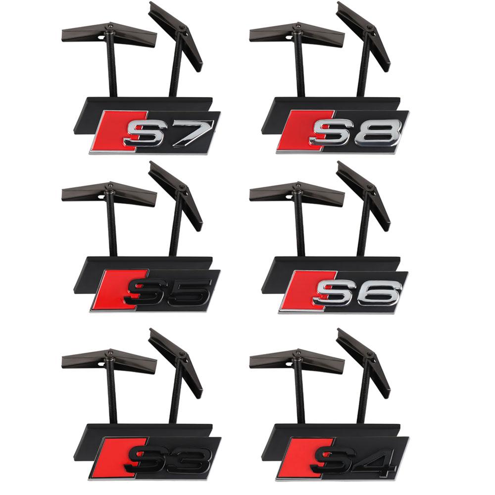 Für Audi RS3 3D ABS Chrom Schwarz Logo Kühlergrill Emblem Auto Frontgrill Abzeichen Dekor Auto Zubehör Für Audi S3 S4 S5 S6 S7 S8 RS3 RS4 RS5 RS6 RS7
