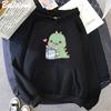 Dinosaur Oversized Tegneserie Dame Genser Hettegenser Søtt Trykk Kawaii Klær for Jente Pullover Casual Morsom Dame Harajuku Varm