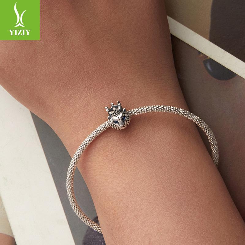 Personalized Lion Crown Beaded Accessories S925 Sterling Silver Ancient Lucky Beads Loose Beads