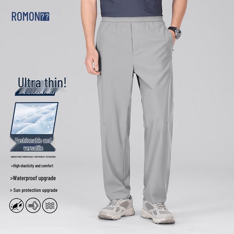 ROMON Men s Summer Thin High-Stretch Loose Straight Casual Pants M