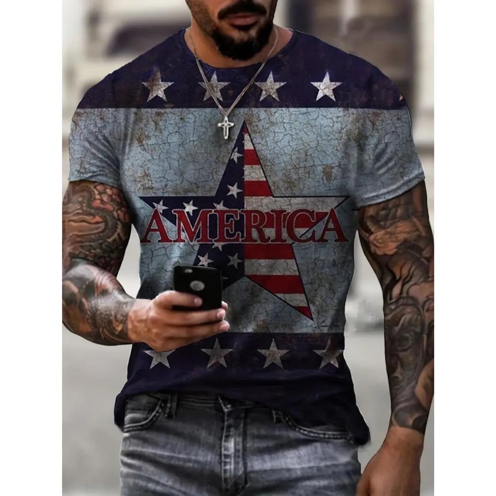 3D-gedrucktes T-Shirt mit amerikanischer Flagge für Männer
