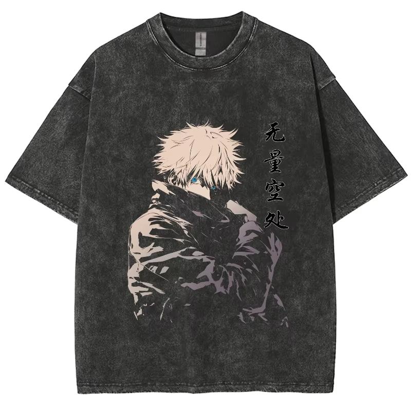 Anime Jujutsu Kaisen Geto Suguru Graphic T-Shirt Men Women Washed Tshirts Manga Vintage Streetwear Harajuku Male Cotton Tops