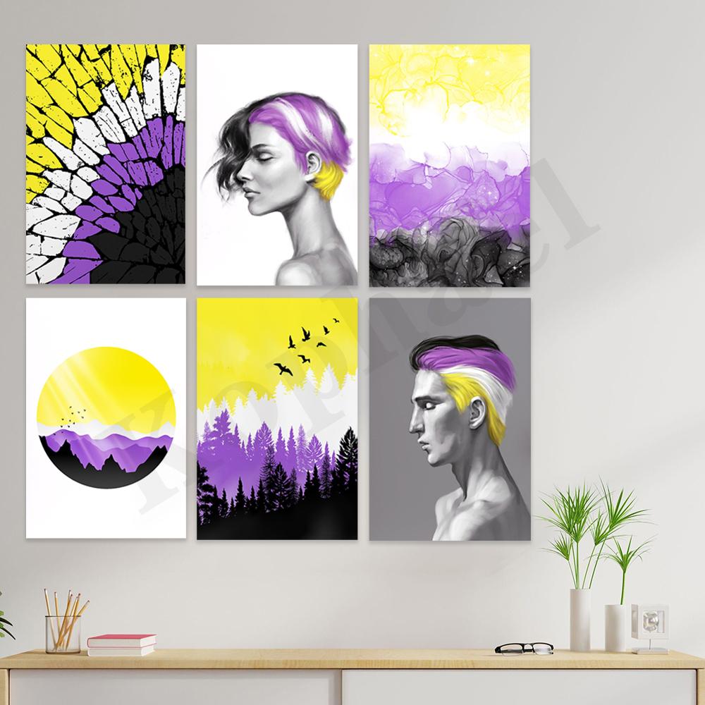 

Небинарное Минималистское Абстрактное Галактическое Пространство. Восход. Заход солнца. Романтическая гордость. Подарок другу. Художественный постер для домашнего декора стен