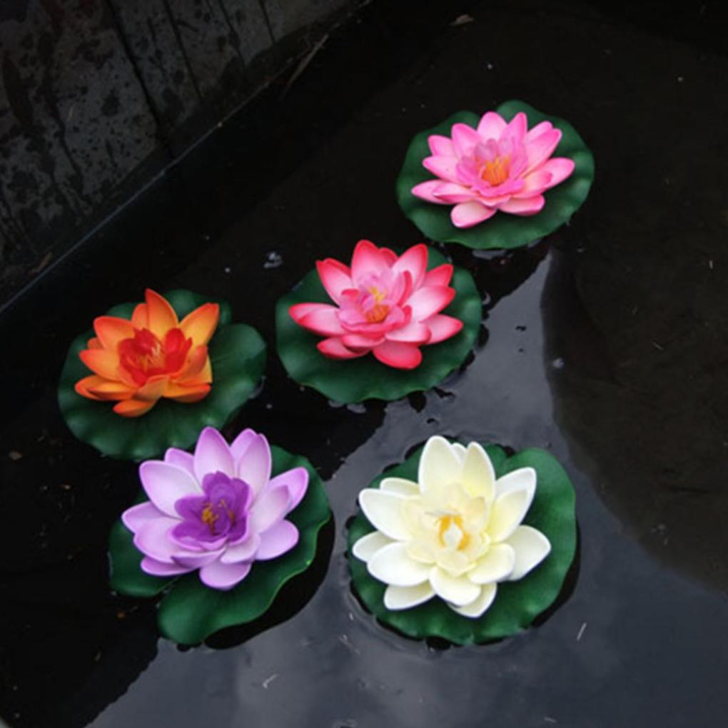 EVA Artificial Lotus Solid Color Decorative Vivid Lifelike Simulation Park Pond Landscaping Fake Water Lily Flower