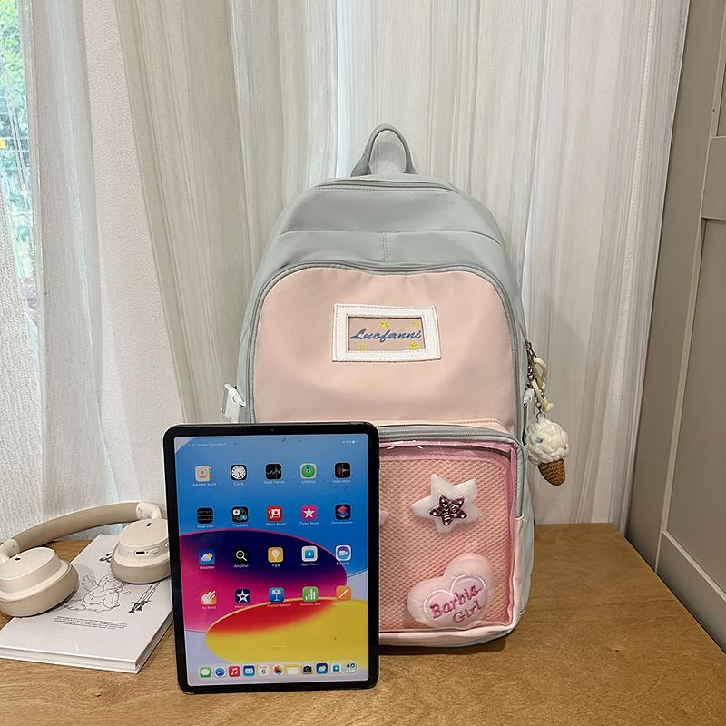 Farbblock Studenten Schultasche Damen Rucksack mit großer Kapazität