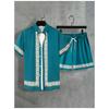 Casual Fashion Men's Short Sleeve Shirt Summer Short Sleeve Shirt and Beach Shorts Men's Set
