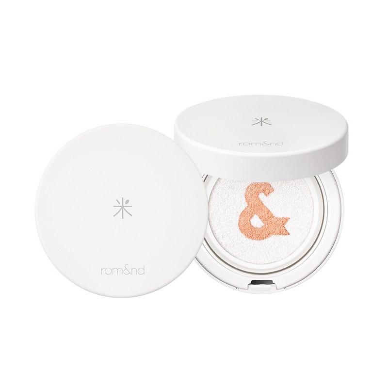 Romand White Rice Tone-Up Sun Cushion SPF50+ PA++++, Peach + White, 1 Pcs