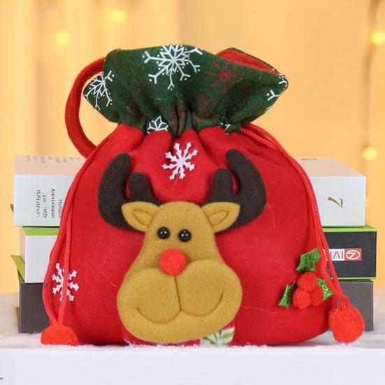 Christmas Gift Bags 3D Snowman Santa Elk Doll Reusable Xmas Burlap Sacks with Handle for Christmas Party Favors Holiday Presents Wrapping