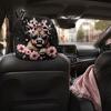 Skin Friendly Car Seat Decor 2Pcs Cute Calf Headrest Covers with Pink Flowers, Breathable Auto Durable Accessories Protectors, Stretchy Universal