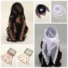 Hollow Out Foulard Bandana Floral Embroidery Lace Handkerchiefs Elegant Hair Scarf Headband  Women