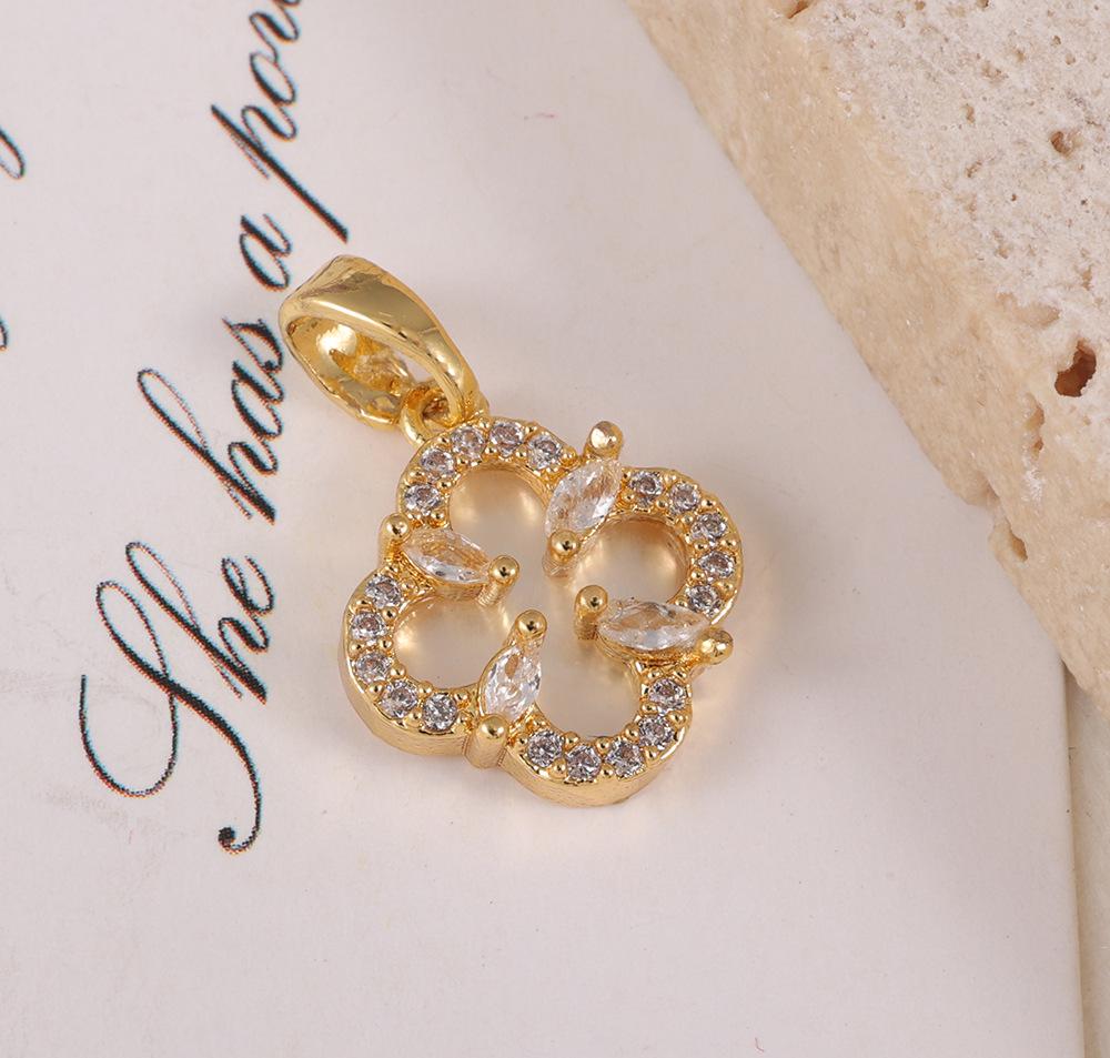 Элегантный подвеска-четырехлистник со стразами, двухцветный дизайн (золото и серебро) - Модное женское украшение на ключицу