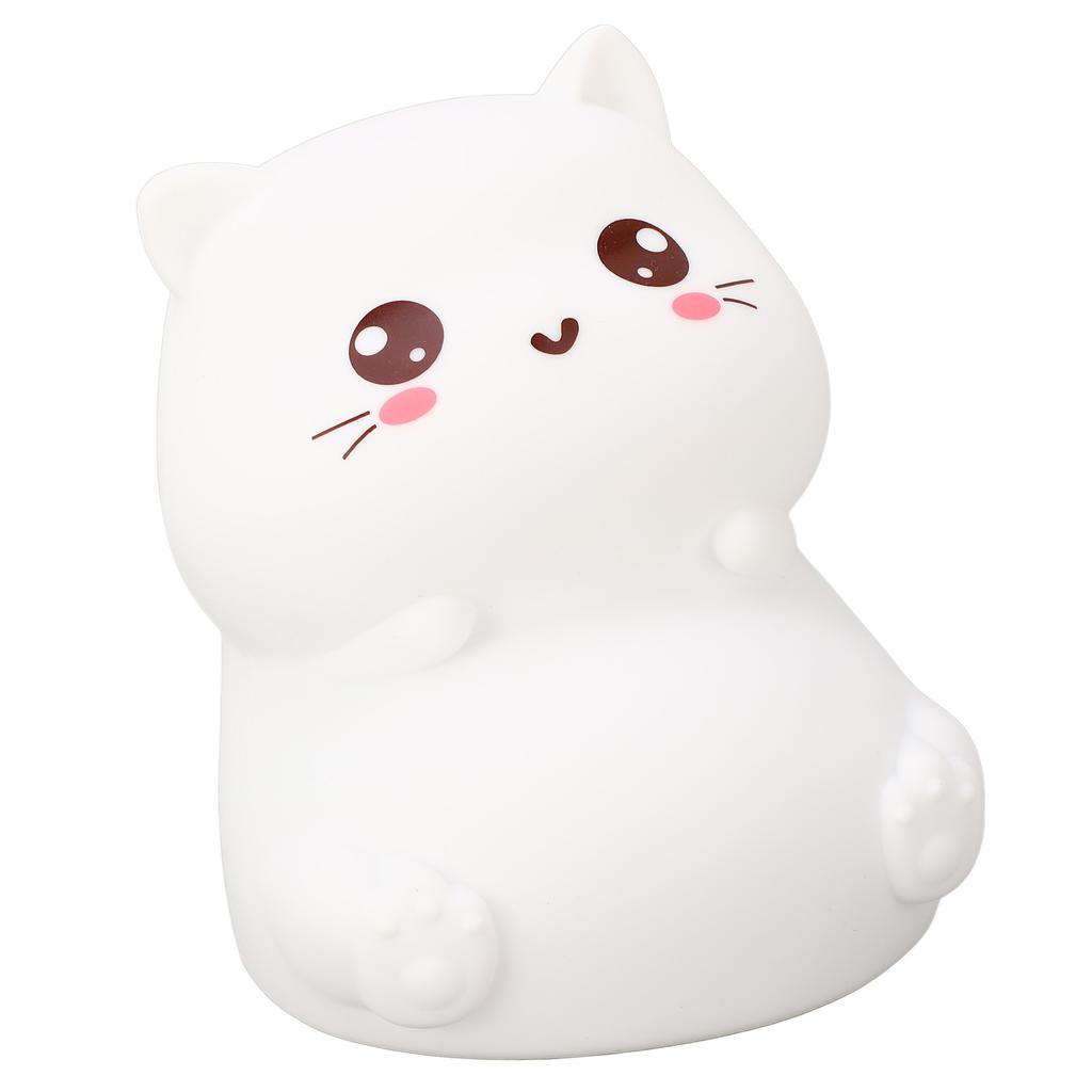 Silicone Night Lamp Cute Cat Tap Control   Color Rechargeable Soft Night Light for Bedroom