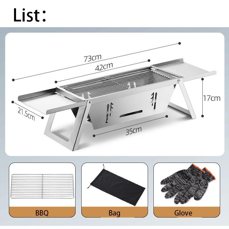 Barbecue Grill Barbecue Grill Household Indoor Outdoor Camping Charcoal Stainless Steel Portable Folding Barbecue Rack