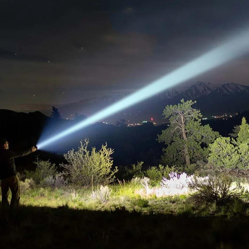 9000LM Powerful P50 LED Flashlight Waterproof 18650 Torch With Side Light Camping Fishing Lantern USB Rechargeable Zoom Lamp