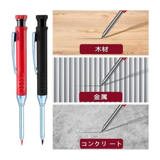 YFFSFDC 2pcs Mechanical Pencils for Construction, 2.8mm Carpenter Pencils for Woodworking, Marking Pens with 12 Refills In 2 Colors