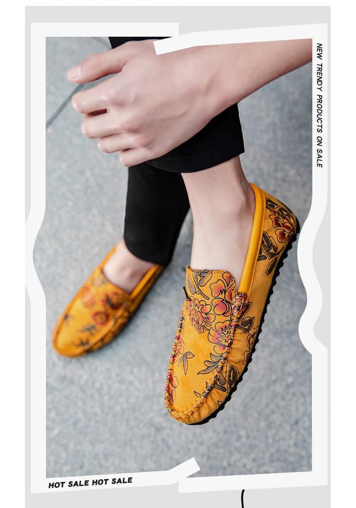 Men's Plus Size Rose Bean Soft Leather Casual Shoes - Red Pointed Toe Summer Trend