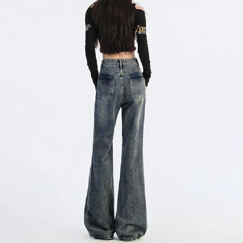 Autumn Trendy High-waisted Stretch Jeans Slim Straight Leg Flared Floor-length Pants Fashionable Stylish