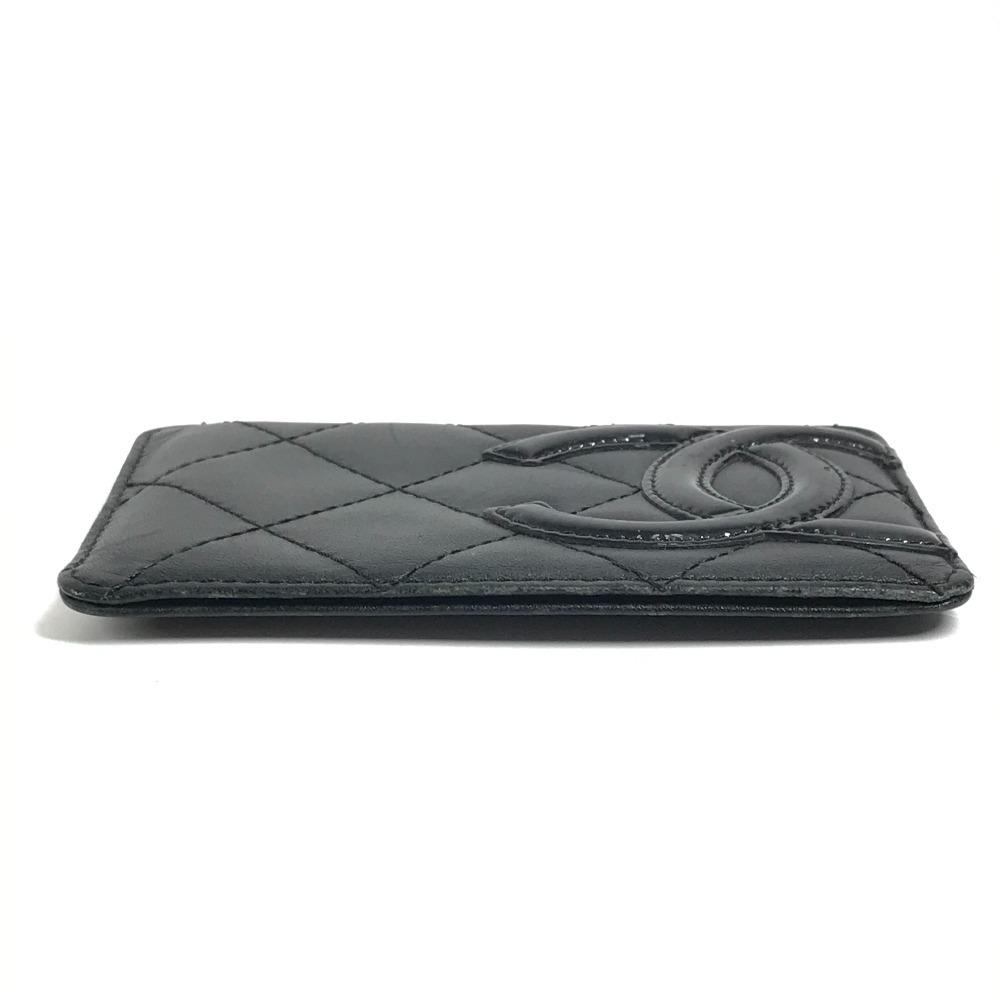 CHANEL A26725 Cambon Line CC CC Mark logo Pass Case Card Case Leather Black