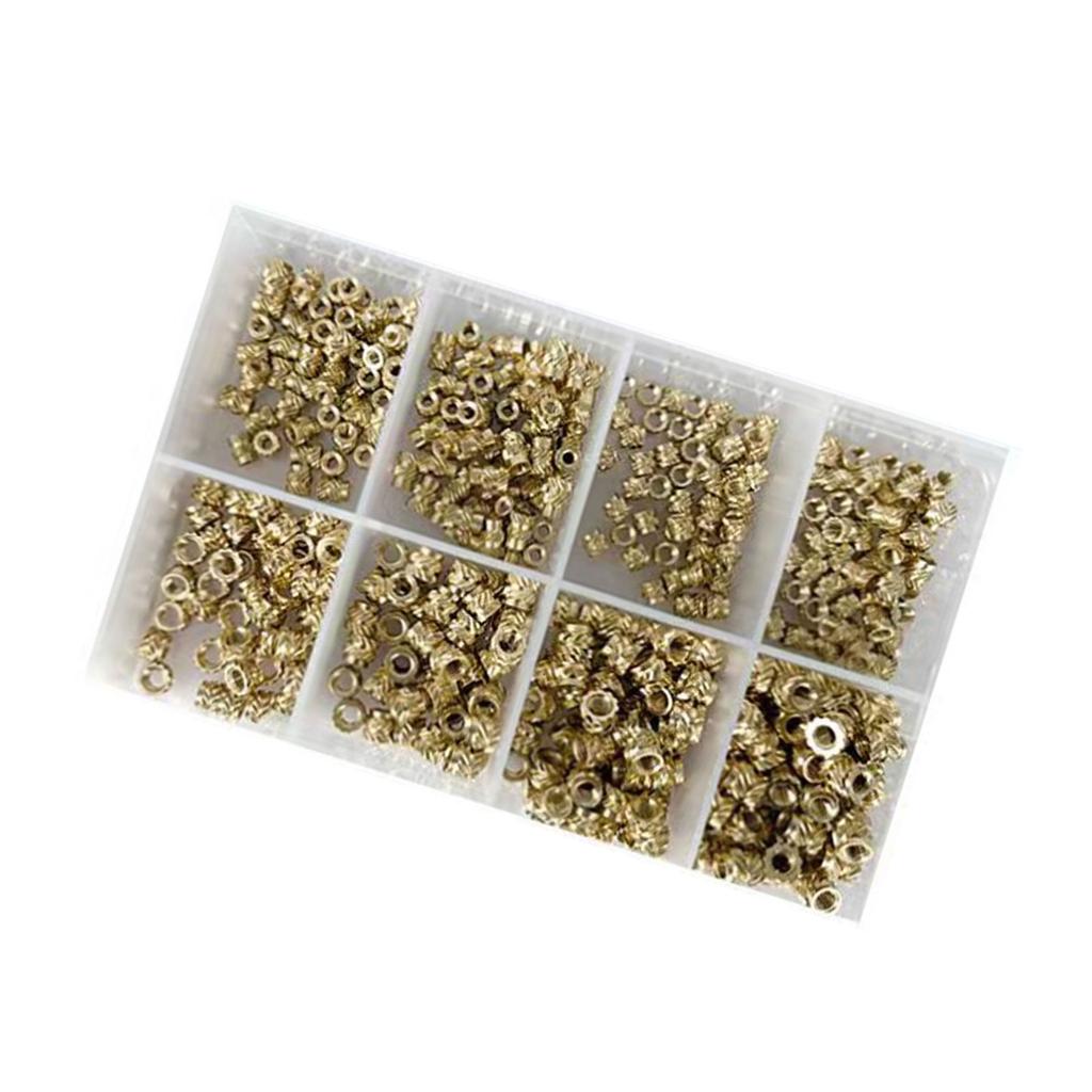 Nuts in Storage Box Good Conductivity Insert Nut Corrosion resistant Nut Brass Threaded Nut Multiple Size for Engineers