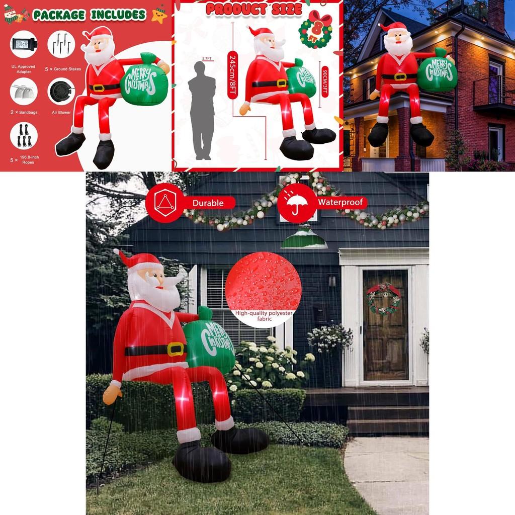 Christmas Inflatable Climbing Santa Claus With Led Outdoor Decor For Festive Yard Display