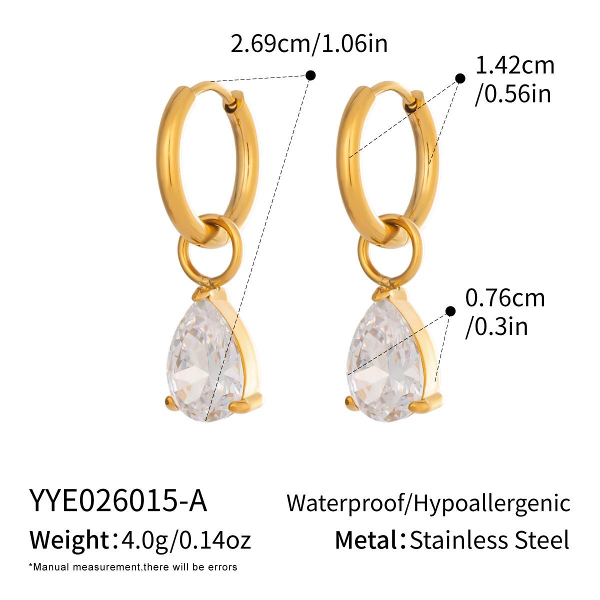 Stainless Steel Zircon Earrings Elegant Women Jewelry
