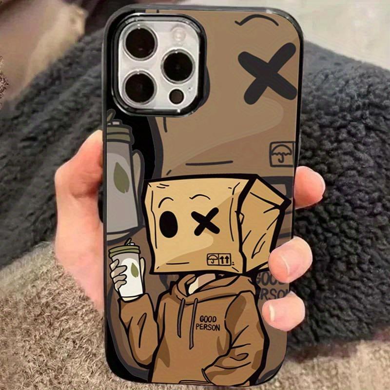 Cartoon box man design mobile phone case suitable for iPhone 17 16 15 14 13 12 11 Pro/ Max /Plus anti-fall and shockproof