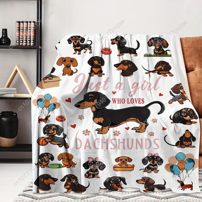 Dachshund Print Flannel Throw Blanket - Soft, Warm & with Playful "Just a Girl Who Loves Dachshunds" Custom blankets