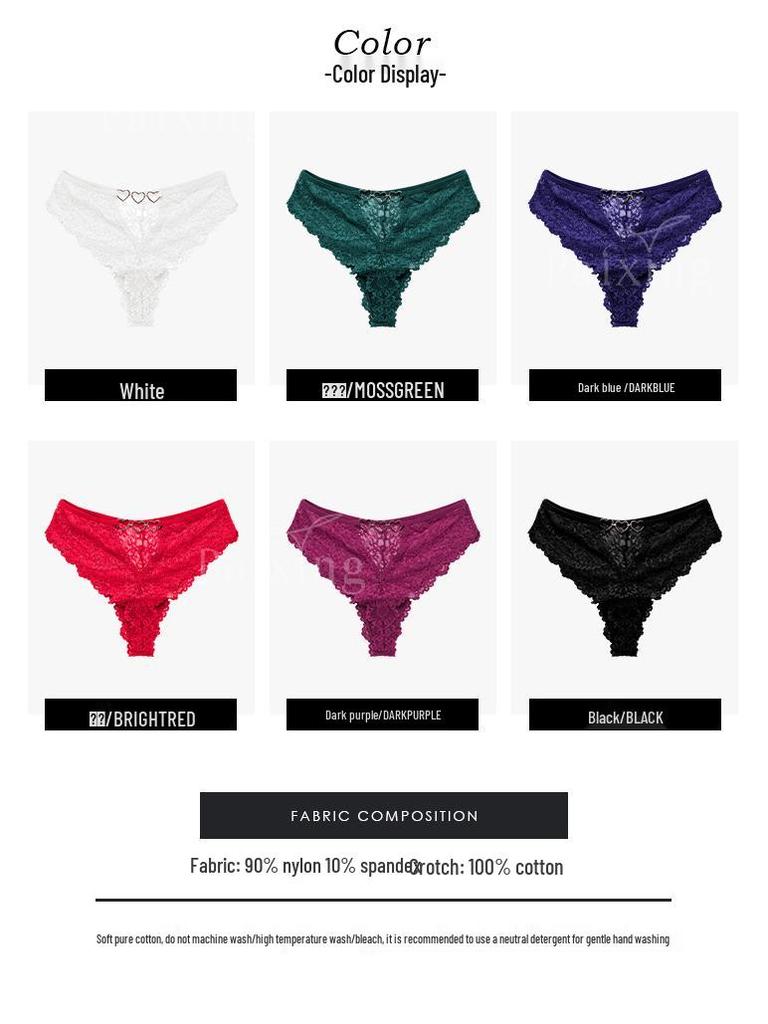 Černé krajkové kalhotky T-string se středním pasem a pohodlným výkrojem - Sexy dámské spodní prádlo plus size