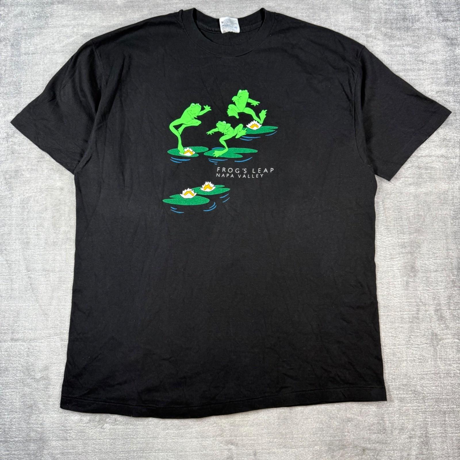 Frogs Leap Napa Valley Mens XL Black Vintage Wine Nature Puff Print Funny Unisex T-Shirt XXXL