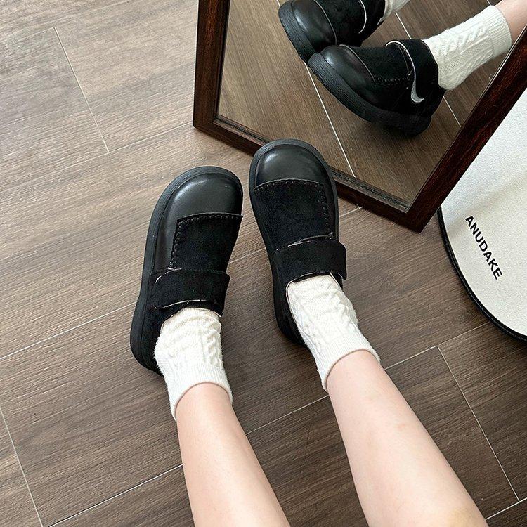 [Yushilai] Retro thick-soled Velcro single shoes for women's 2025 autumn new Mori casual versatile loafers
