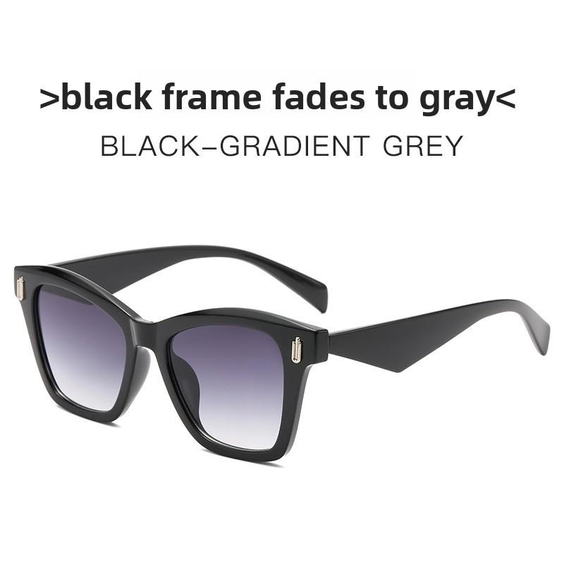 Cat Eye Sunglasses Oversized Black Frame With Gradient Gray Lenses For Stylish Outings